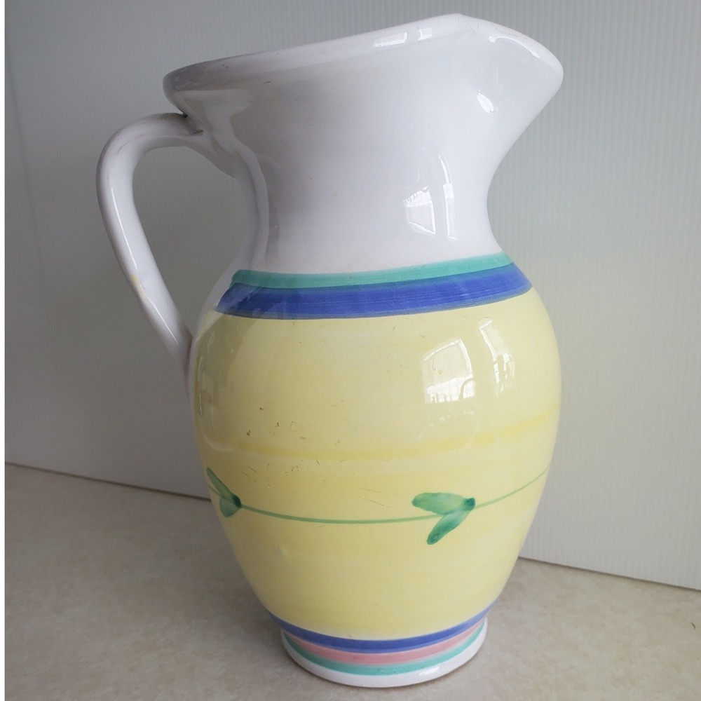 Caleca Ceramiche 64 OZ Pitcher Ceramic Carousel Hand Painted Country Cottage